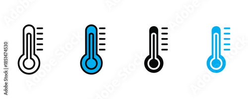 Thermometer icon set vector on white background. temperature symbol. weather forecast icon. vector illustration.