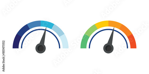 Set of colored speedometers