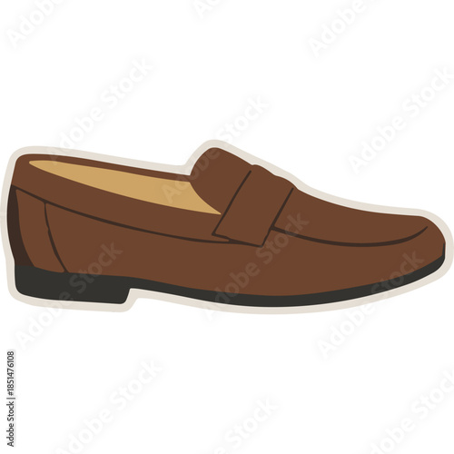 Brown Leather Penny Loafer Shoe Illustration