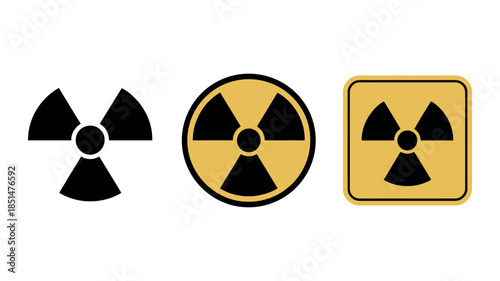 Radiation warning icons nuclear safety hazard symbol vector design
