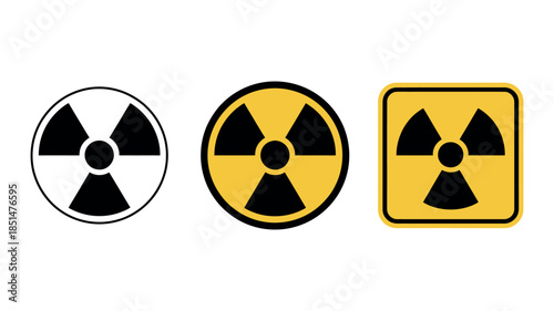 Radiation warning icons nuclear hazard trefoil circular square