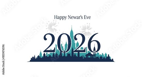 Celebrating new year s eve 2026 with fireworks over a silhouetted cityscape and castle