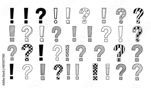 Hand Drawn Exclamation and Question Marks Collection punctuation vector