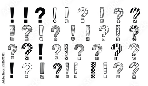 Hand Drawn Exclamation and Question Marks Collection punctuation vector