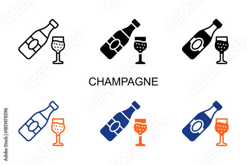 Champagne Icon Multi Style Vector Illustration