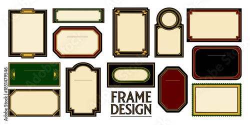 アールデコ調フレームセット（ラベル・タグ素材）、Art Deco Style Frame Set for Labels and Tags
