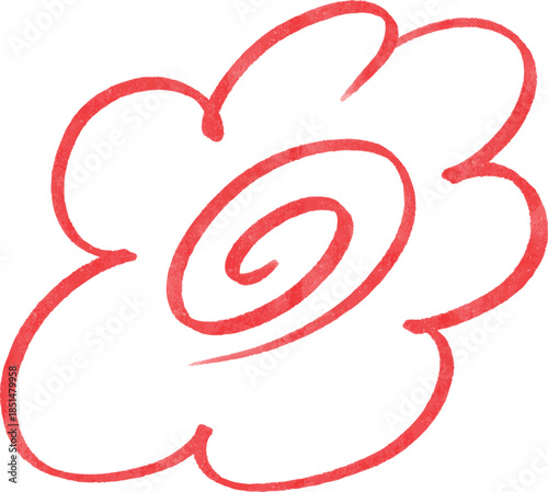 ムラのある赤い水性ペンタッチの花丸　Adobe Illustrator Artwork