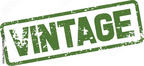 Vintage Green Rubber Stamp Mark for Retro Style Design Elements and Old Fashioned Concepts