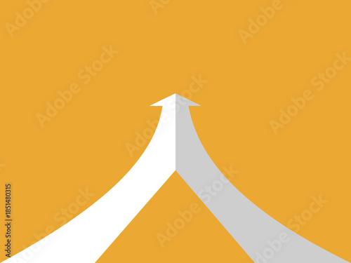 Roads with arrows pointing at different directions but ending at the same destination