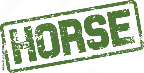 Distressed Green HORSE Text Rubber Stamp Impression Perfect for Equine and Nature Themes