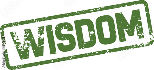 Wisdom Green Rubber Stamp Mark Representing Knowledge Experience and Insightful Guidance
