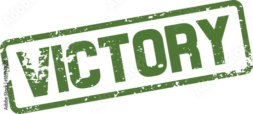 Professional green VICTORY rubber stamp for celebrating achievements triumphs and success