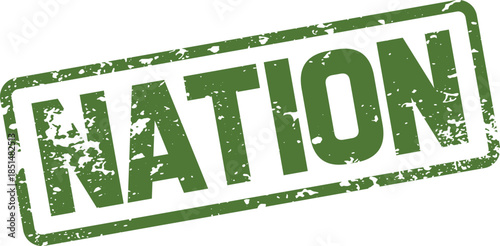Vintage Green Nation Word Stamp Conveying Historical Significance and Patriotic Sentiment
