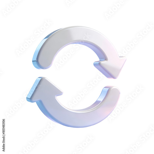 A glossy white circular arrow icon representing a refresh or recycle process