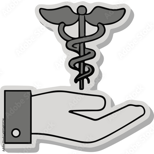 Caduceus Symbol Held in Hand - Medical Care Icon
