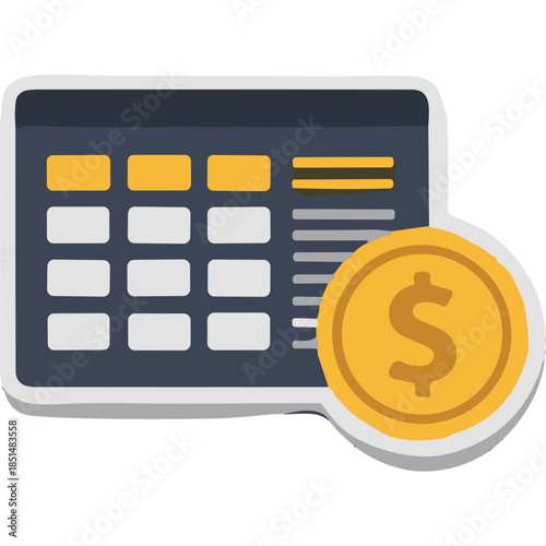 Calculator and Gold Coin Icon: Finance, Budgeting, and Investment