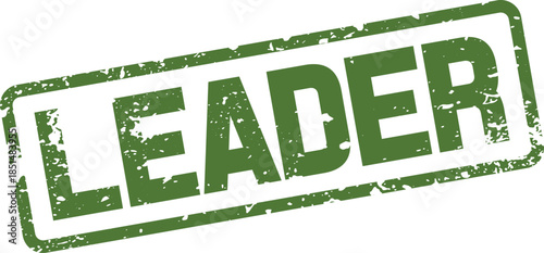 Grungy green rubber stamp effect with the significant word Leader ideal for business and guidance