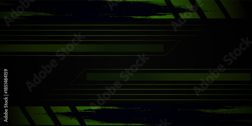 Futuristic green and black abstract gaming banner design with metal technology concept. Vector illustration