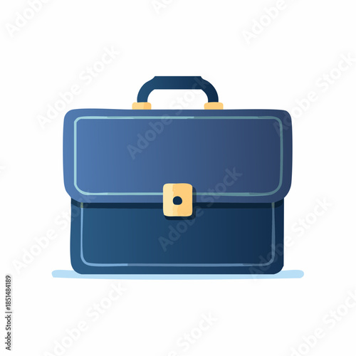 Blue Business Briefcase Icon, Minimalist Vector Illustration