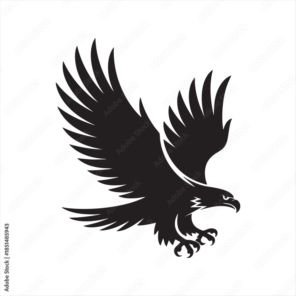Fototapeta premium Firefly_Ideogram_A black silhouette of an eagle d 37915 5YR
