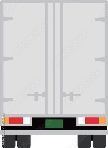 後ろから見たトラック（バンボディータイプ・緑ナンバー）