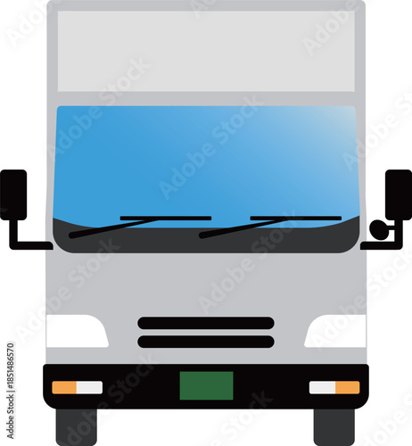 正面から見たトラック（バンボディータイプ・緑ナンバー）