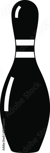 Single black bowling pin icon isolated on white background, tenpin sport equipment symbol for leisure activity, game competition, and strike achievement