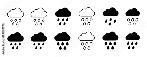 Weather icons simple cloud rain forecast illustration