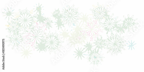 Delicate floral pattern with soft pastel shades and whimsical spiky blooms