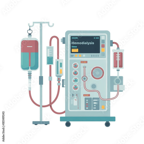 Hemodialysis Machine Vector Illustration