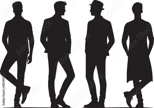 group of men's icon silhouette vector with white background