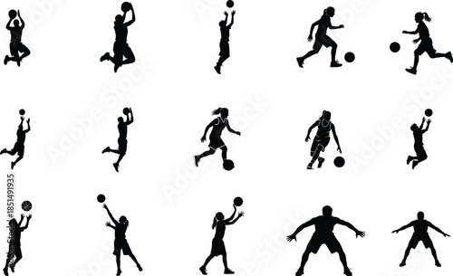 Collection of black silhouette sports icons for various athletic activities