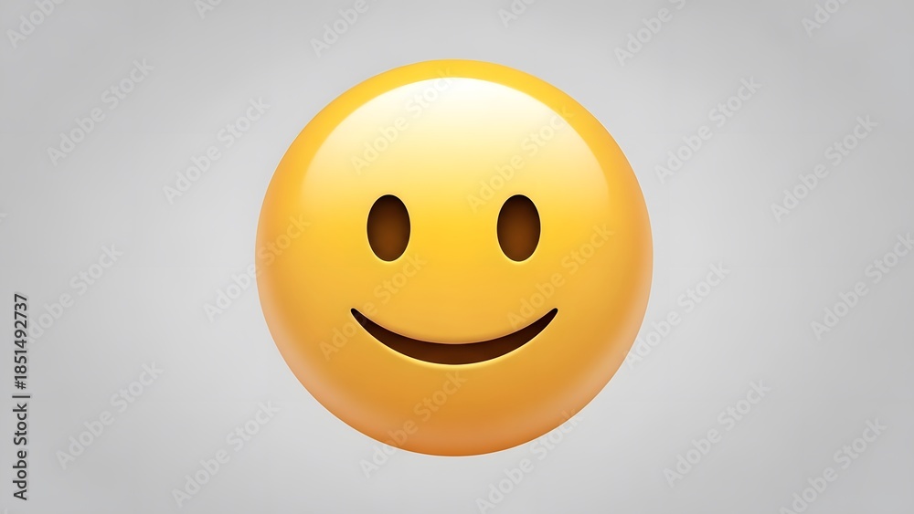 Fototapeta premium Yellow smiley face emoji suitable for social media posts, websites, presentations to convey happiness, positivity. Emotion, cheerful, digital communication graphics.