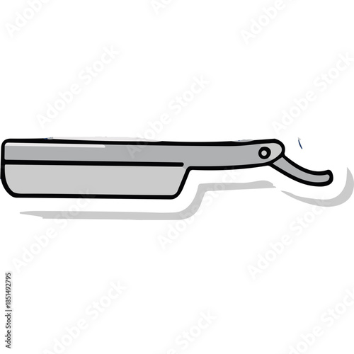 Cartoon Straight Razor - Barber Tool Illustration