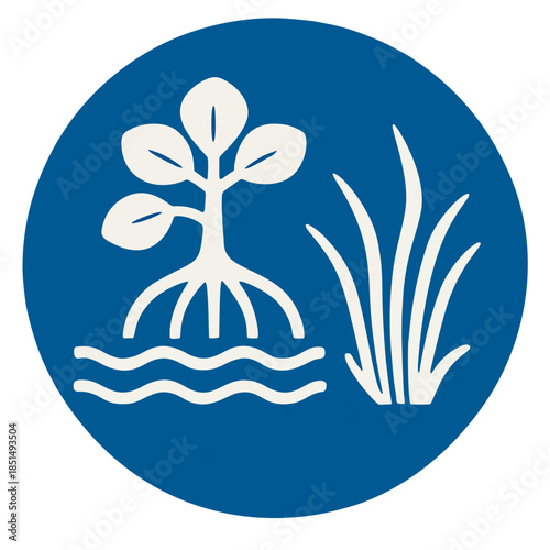 Glyph for blue carbon ecosystems (mangroves, seagrass)