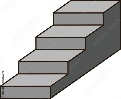 Gray stairs in the upper corner with a transparent background.