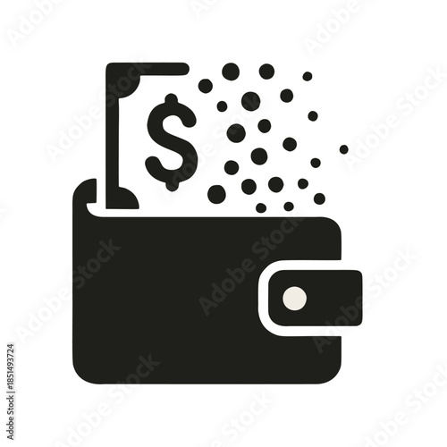Icon "Invisible Tax": a wallet with money disappearing into dots.
