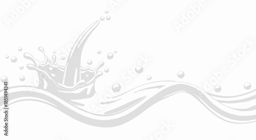 Dynamic vector illustration featuring a refreshing milk splash and smooth liquid waves, perfect for dairy product packaging or healthy lifestyle designs.