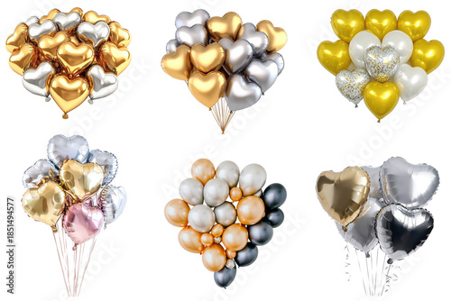 Heart balloons bundle transparent background