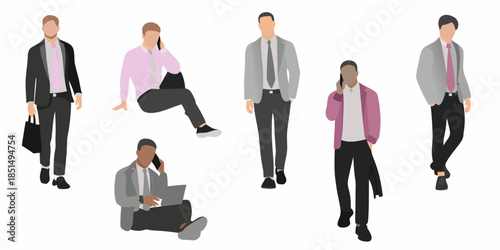 Diverse group of men in business attire depicted in a minimalist style