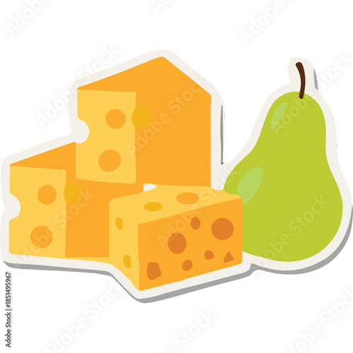 Cheese and Pear Icon - Healthy Food Illustration