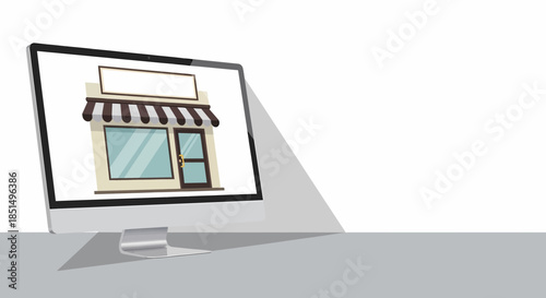 Online Storefront On Computer Screen For E-Commerce Business