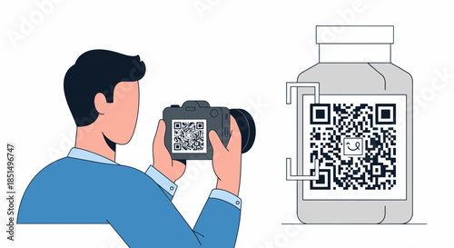Photographing Qr Code Labelled Product Modern Information Gathering