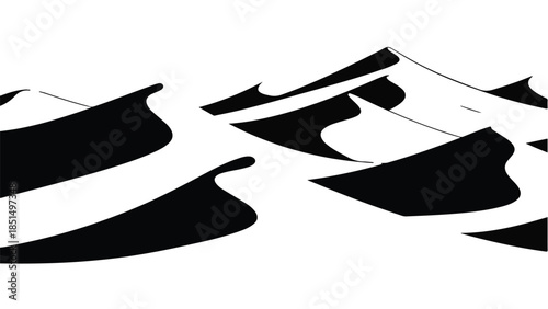 Abstract graphic of rolling sand dunes under stark light, creating a minimalist landscape.