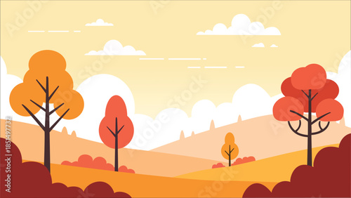 autumn landscape vector illustration