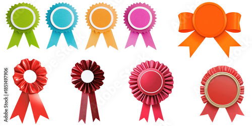Colorful prize ribbons transparent background