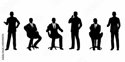 Silhouettes of businessmen in various poses showcasing modern corporate imagery