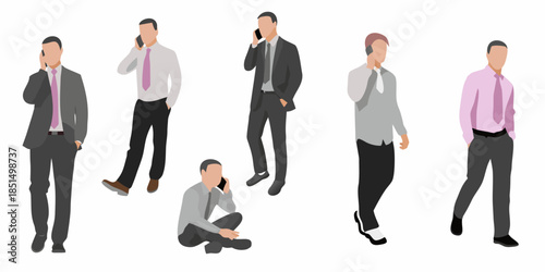 Diverse group of business people engaged in phone conversations in a modern setting