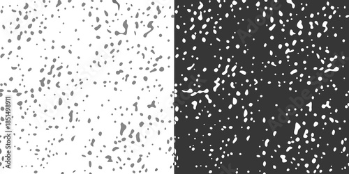 A split image showing a contrasting pattern of white noise on black and vice versa