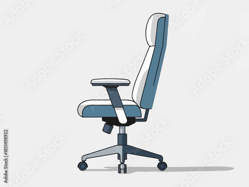 Modern office chair with adjustable height and armrests on casters in a minimalist setting
